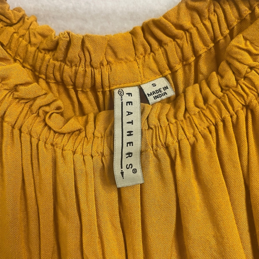 Mustard Embroidered Bell Sleeve Peasant Boho Tunic Top - Picture 3 of 7
